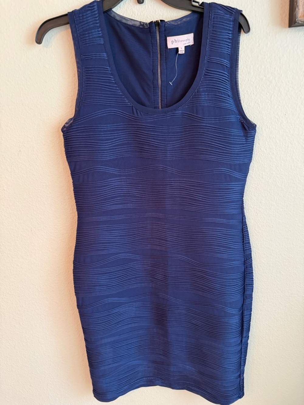 Philosophy Navy Textured Tank Sheath Mini Dress